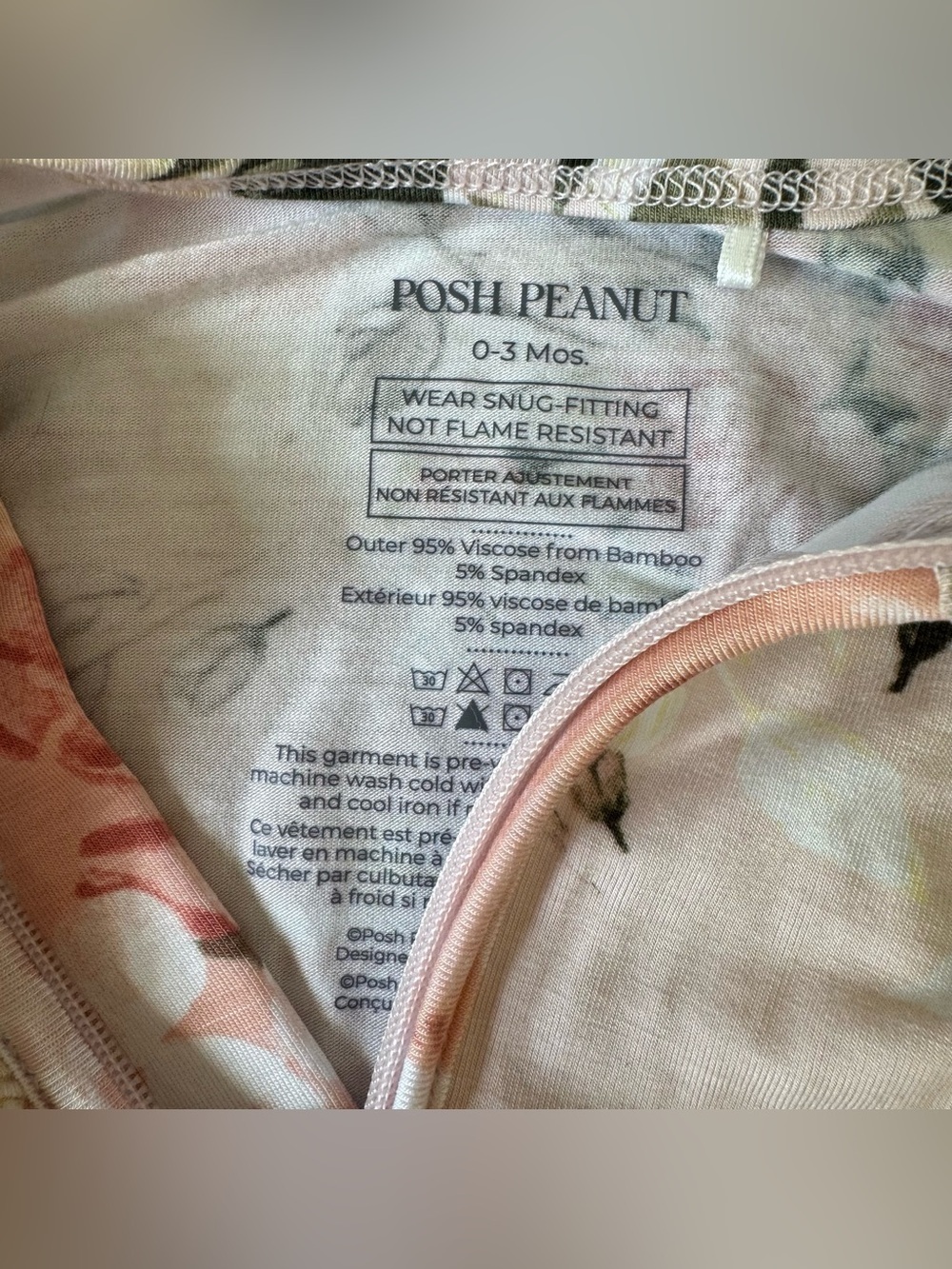 Posh Peanut Bamboo Pink Floral Footed Sleeper Ruffle Pajama Baby Girl 0-3M NWOT - Picture 5 of 5
